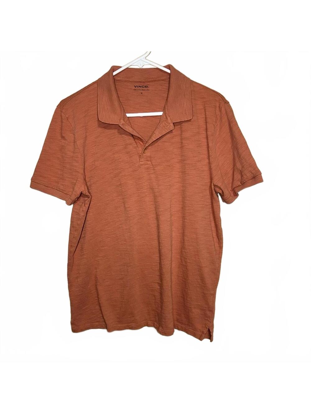 Vince 100% Cotton Polo Shirt in Rust Medium